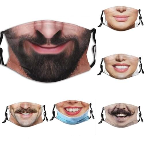 New Funny Strong Beard Mouth Cosplay Womens Men Unisex Masks Face-Protection Cycling Spots Breathable Adult Halloween Mask