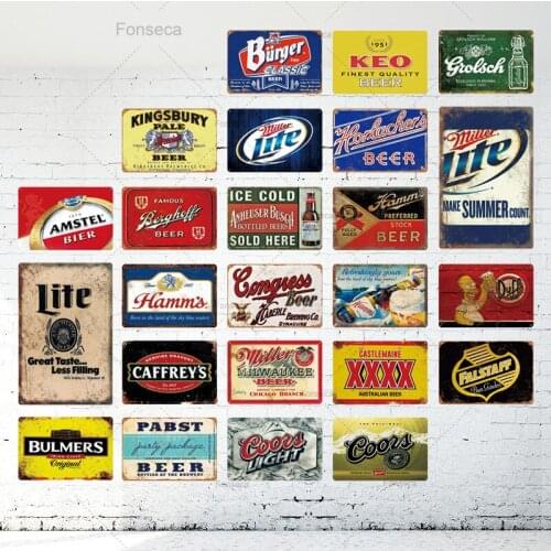 Beer Sign Metal Sign Plaque Metal Vintage Pub Tin Sign Wall Decor For Bar Pub Club Man Cave Tin Plates Metal Beer Poster