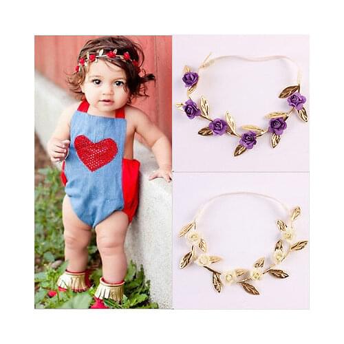 Infant Toddler Kids Girls Rose Flower Headband Headwear Hair Accessories Cute Floral White Blue purple headband