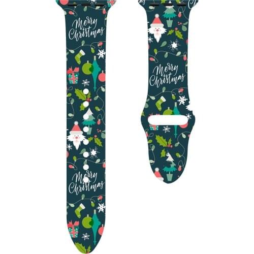 Christmas Strap for Apple watch band 44mm 40mm 38mm 42mm Sport Silicone belt watchband bracelet iWatch series 3 4 5 se 6 band