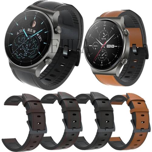 For Huawei Watch GT 2 pro Watchband 22mm silicone+Leather Straps Wristband Wriststrap bracelet For Garmin Forerunner 745 Strap