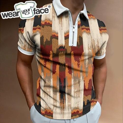 Skull Solid Tribe Pattern 3D All Over Printed Zipper Polo Shirt Summer Streetwear Casual Short Sleeve Hipster Men Clothing
