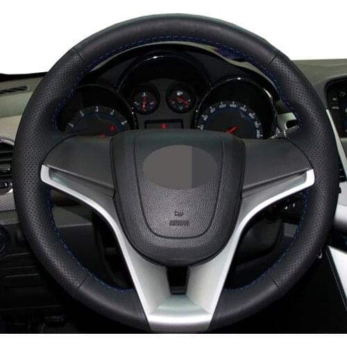 Handsewing Black Genuine Leather Car Steering Wheel Cover For Chevrolet Cruze 2009-2014 Aveo Orlando Holden Cruze Ravon R4