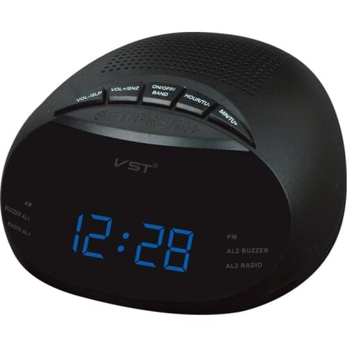 Led Digital Radio Alarm Clock With Blue Red Green Backlight Two Groups Alarm Clock AM FM Clock Radio Table Clock Radio