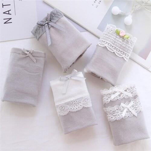 New Arrived 4Pcs/Lot Girl Panties Underwear Lace Briefs Cotton Lingerie Soft Comfortable Bowknot Cartoon Panty Wholesale GJH