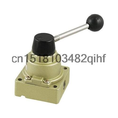 VH-200-02 G1/4" Port 4 Way 3 Position Black Plastic Handle Hand Lever Valve