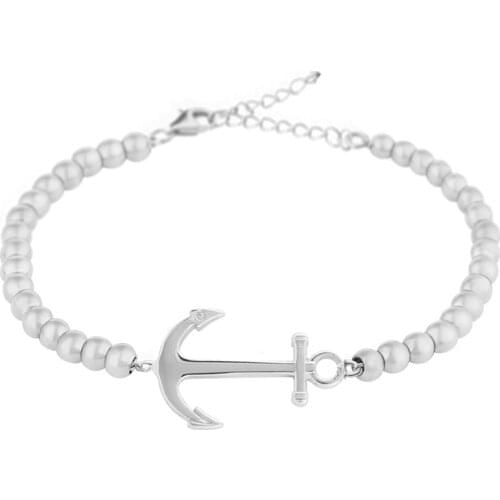 Whoesale Summer Fashion Anchor Beaded Bracelet for Men Stainless Steel Jewellery