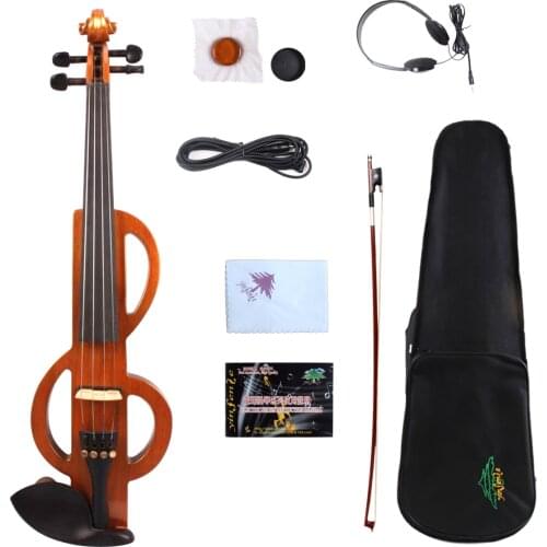Yinfente Electronic Silent violin 4/4 Handmade Sweet Sound Free Case+Bow Cable#EV17