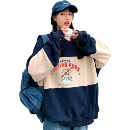 Long-sleeved Sweatshirt Womens Fall/winter 2021 Print Lapel Korean Loose Pullover Casual All-match Em