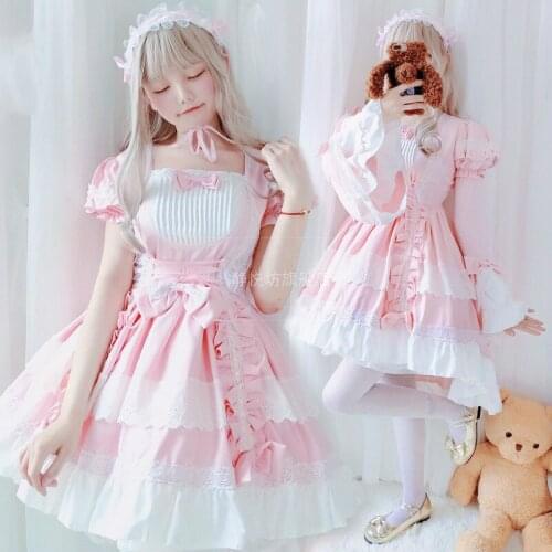 Women Kawaii lolita dress Girl Sweet lolita dress victorian dress summer Princess dress adult Maid outfit tea party