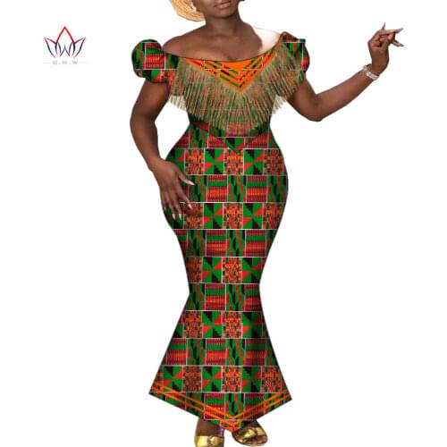 Fashion Robe Africaine Femme Printed Dresses for Women Puff Sleeve Dashiki Party Ladys Dress Evening Gowns Bazin Riche WY9133