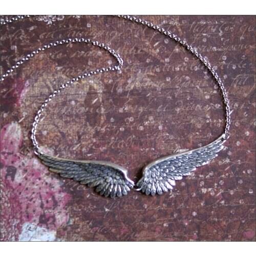 Vintage Angel Wings Feather Choker Big Pendant Aesthetic Link Chains Statement Necklace for Women Collar Bib Wedding Tribal Gift