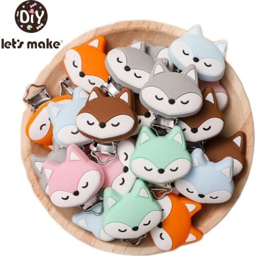Lets make 1pc Baby Silicone Clip Cute Fox Pacifier Clip BPA Free Silicone Dummy Baby Pacifier Chain DIY Teether Accessories