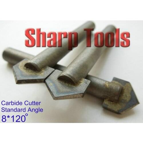 10pc 8MM Shank 120 Degree V Bit CNC Tools Stone Milling Cutter 3D Engraving Bits Tungsten Carbide End Mill Marble Carving Tools