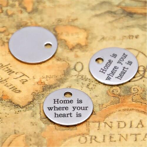 10pcs home is where your heart is charm silver tone message charm pendant 20mm