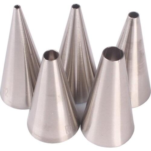 5Pcs Round Mouth Icing Piping Pastry Nozzles Stainless Steel Cream Fondant Cupcake Cake Tools Cakes Decoration Tool Set