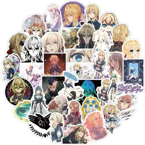 50 PCS Anime Violet Evergarden Stickers for DIY PC Scrapbook Wall Skateboard Bicycle