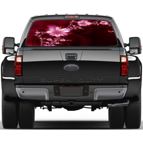 Free shipping 3D Dreamy Purple Flower View Car Rear Window Sticker Creative Design for SUV Truck gift art PVC Waterproof Decal