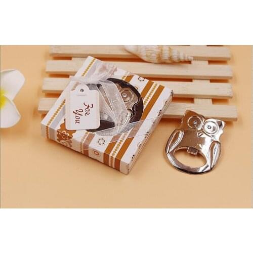 Free shipping 60pcs/Lot "Owl Be Seeing You" Stainless-Steel Owl Bottle Opener Wedding party bridal shower favors Party souvenir