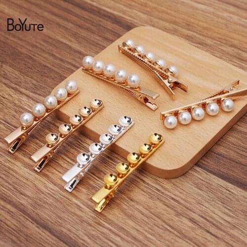 BoYuTe (10 Pieces/Lot) 60*6MM Iron Clips Welding 8MM Cup Base Handmade DIY Hair Accessories Wholesale