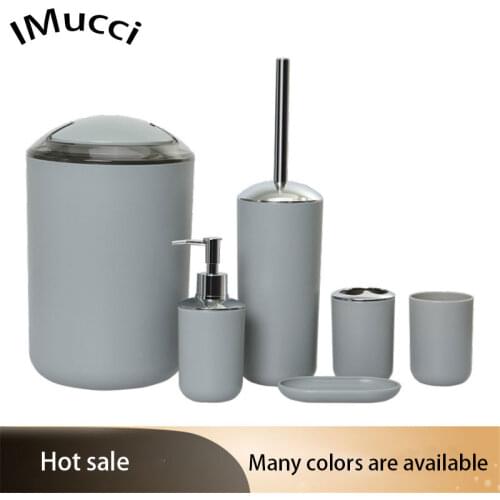 Black Bathroom Accessories Set With Soap Dispenser Soap Dish Toothbrush Holder Washing Cup Toilet Brush Trash Life Supplies