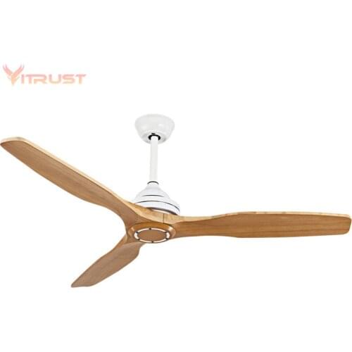 Wood Ceiling Fan 3 Blades No Light Ceiling Fan 30W Brushed Nickel Industrial Modern Wood Blades 120V Remote Controlled No Light