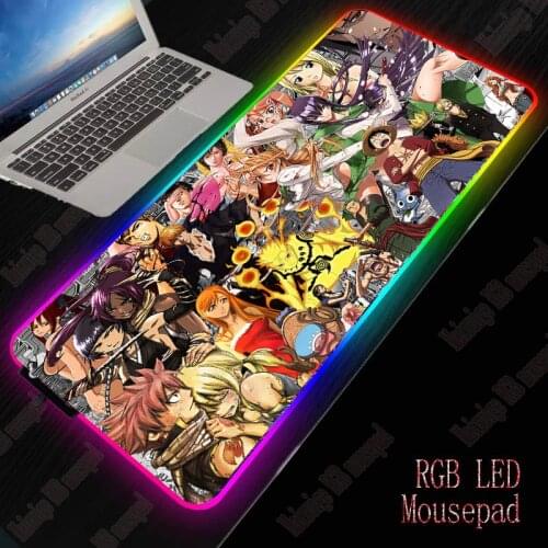 XGZ Anime One Piece Naruto RGB Gaming Mouse Pad Gamer Large Mouse Mat Computer XXL Mousepad Led Backlight Mause Pad Keyboard Mat