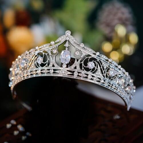 Baroque Crystal Vintage Royal Queen King Tiaras and Crowns CZ Rhinestone Pageant Prom Diadem Hair Ornaments Wedding Hair Jewelry