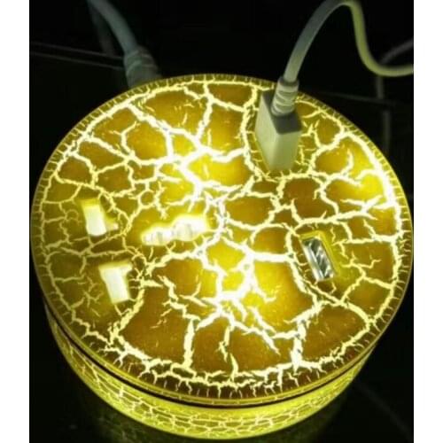Round 2*USB Ice Crack Smart Desktop Socket Wall socket with led light