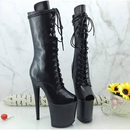 Leecabe Newest 20CM/8inches Pole dance shoes with High Heel platform Boots open toe Pole Dancing boot platform boots