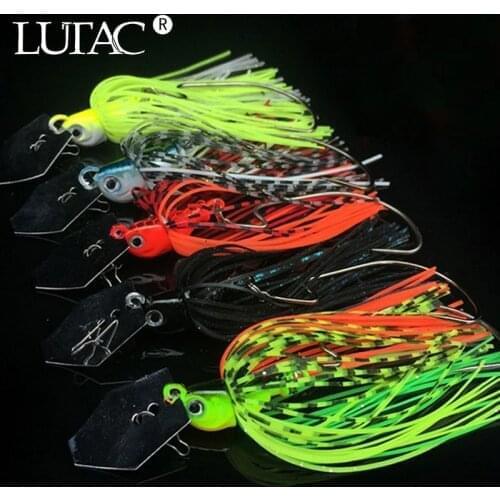 LUTAC 6PCS/Set 14G spinner bait fishing lure Buzzbait chatter bait wobbler artificial rubber skirt for bass pike