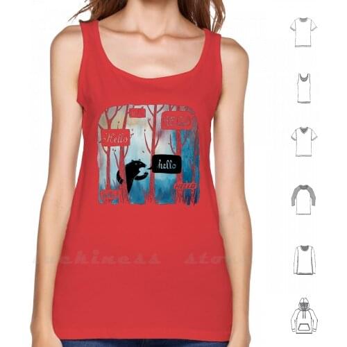 The Echo Tank Tops Vest 100% Cotton Bear Watercolor Woods Forest Echo Hello Typography