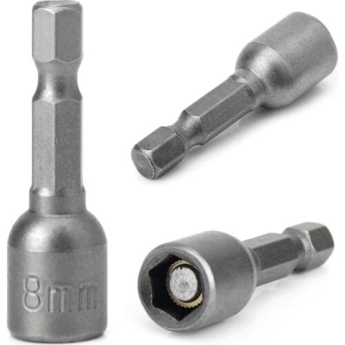 10 Pcs Magnetic Nut Driver Set 8mm 5/16" Socket Adapter Hex Drill Bit K0AB