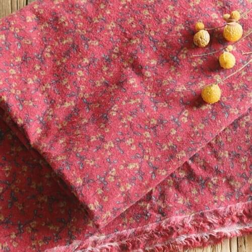 One meter High quality cotton sanding fabric Small floral print tissu Autumn and winter handmade clothing cheongsam sewing