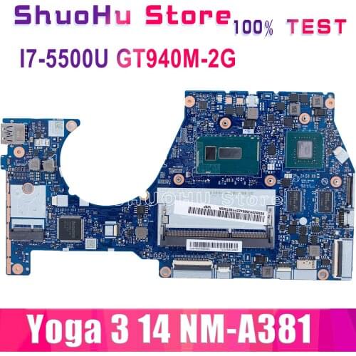 KEFU NM-A381 For Lenovo yoga 3 14 Laptop Motherboard nm-a381 i7-5500U CPU GT940M-2G Motherboard 100% Test original