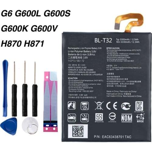 Original BL-T32 Battery for LG G6 G600L G600S G600K G600V H870 H871 H872 H873 LS993 US997 VS988 3300mAh