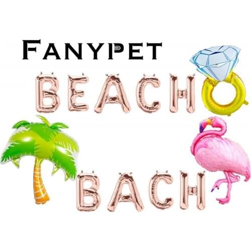 Beach Bach Balloons, Beach Bachelorette Hawaii Luau Flamingo Ring Palm Tree Tropical Summer Party Banner
