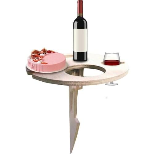 Portable Wine Table for Sand Grass Wooden Outdoor Wine Holder