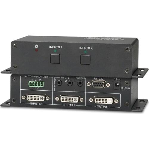 Professional DVI Switch 2X1 DVI video&audio Switcher with RS232&audio for PC laptop projector monitor