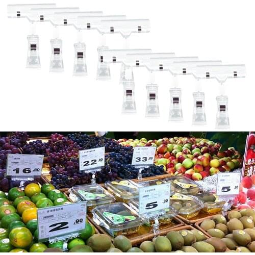 Behogar 10PCS 360 Degree Rotatable Double-head Transparent Merchandise Price Display Sign Clip Holder for Retail Stores Mall