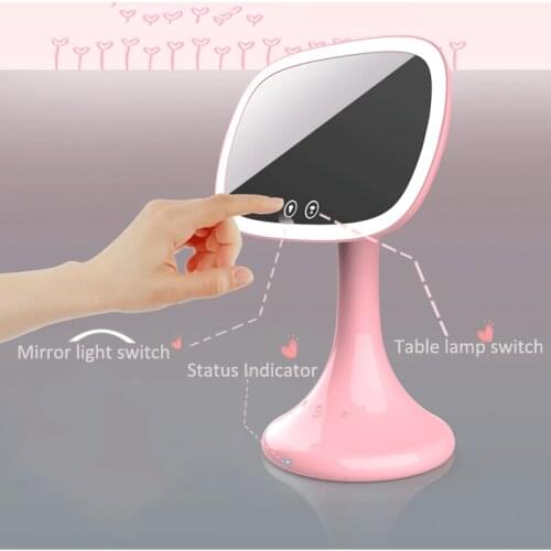 Adjustable Bluetooth Speaker LED Touch Screen Makeup Mirror Light Smart Touch Screen with 10X Magnifier Tabletop Mirror
