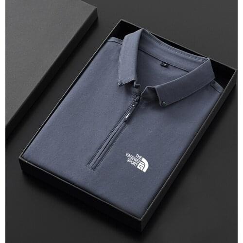 Top New Fashion Brand Polo Shirt Mens Summer Mandarin Collar Slim Fit Solid Color Button Breathable Polos Casual Men Clothing L