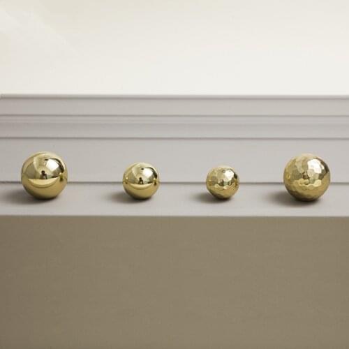 Hand Hammered mirror pure Brass Handle wardrobe cupboard shoe cabinet drawer door ball single hole small handle