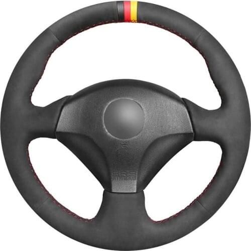 Hand Sew Black Yellow Marker Black Suede Steering Wheel Cover for Honda S2000 2000-2008 Civic Si 2002-2004 Acura RSX