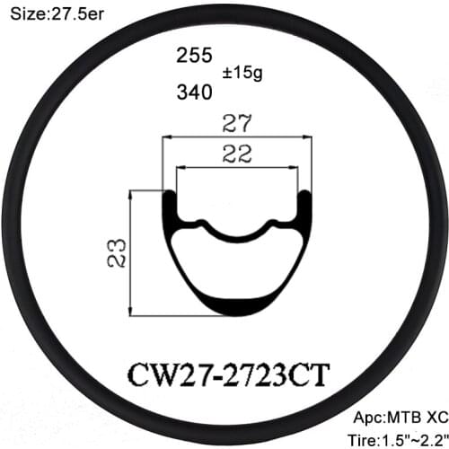 Ruote mtb rims 27.5 inch mountain bike 27mm carbon rim clincher 23mm depth bead hookless tubeless XC disc brake roues carbone