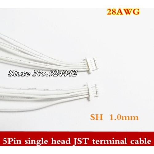 SH1.0mm pitch JST terminal line 5Pin single head electronic wire number 28AWG white 10CM cable