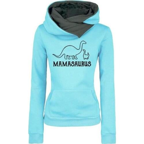 Lapel Hooded Hoodies For Women MAMASAURUS Letters Print Tops Sweatshirts Hoodies Femmes Cute Girls Youth Casual Creative Street