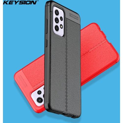 KEYSION Shockproof Case for Samsung A52 A72 A12 A32 A11 A21S A42 5G Leather Texture Silicone Phone Back Cover for Galaxy M31 M21