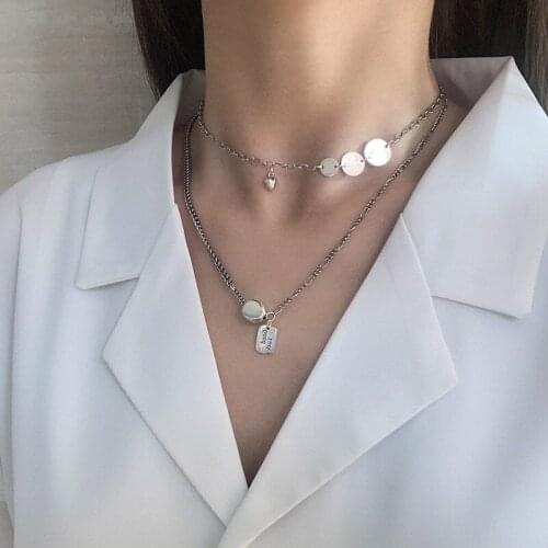 Vintage Love Round Thai Silver Color Handmade Clavicle Chain Necklace For Women Girls Simple Fashion Dainty Jewelry