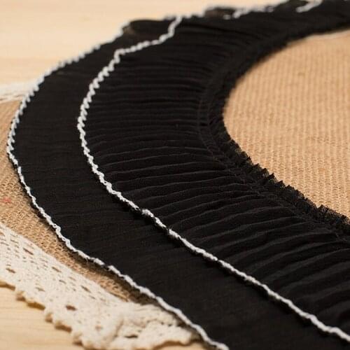 Hot selling 9 cm black fungus side ruffle of lace Pleated skirt edge DIY clothing material